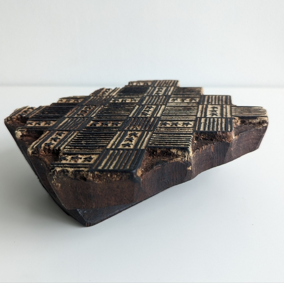 Vintage Hand-Carved Indian Wooden Textile Fabric Printing Block India - Picture 7 of 14